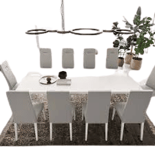 white marble. dining table seats 10