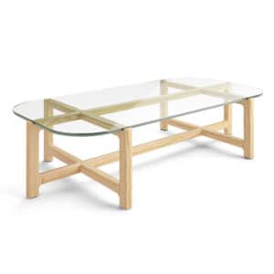 Quarry Rectangular Coffee Table - Clear Glass & Natural Ash - P01