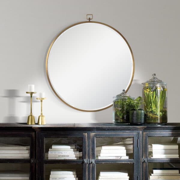 circle mirror bonze gold modern boho minimalist gallery lifestyle
