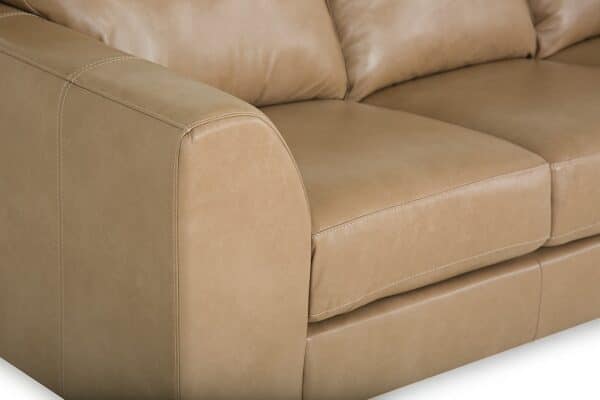Palliser juno sectional sofa up close cushion leather detail