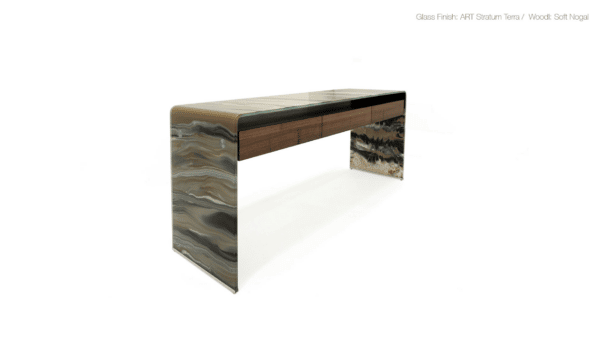 brown grey earth marble glass console table