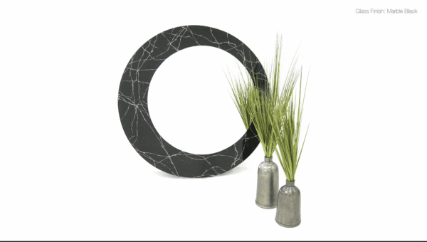 black and white marble round wall mirror art