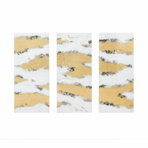 glass wall art 3 piece white and gold