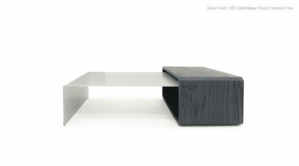 wood glass l shape coffee table