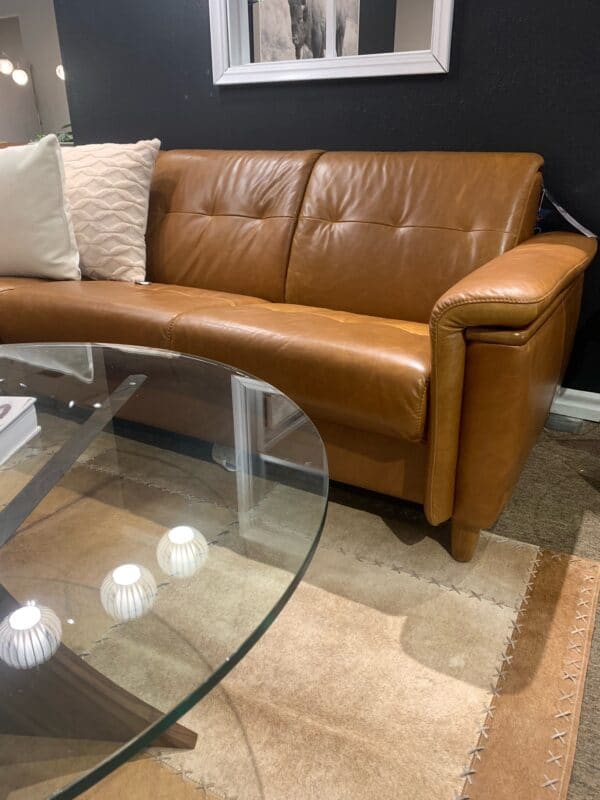 stressless sectional clearance sale brown leather wood base