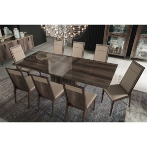 High gloss frame dining chair with a dark oak finish- modern style