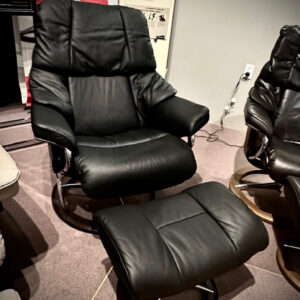 Stressless recliner on clearance, version 1 reno medium recliner with footstool in black leather